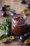 Jar of homemade plum jam