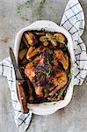 Roast chicken with potatoes and thyme