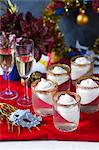 Festive champagne jelly dessert with whipped cream