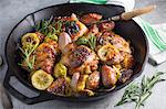 Roasted Chicken Thighs with Sausages and Brussels Sprouts