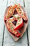 Red peppers filled with sheep's cheese and rosemary