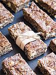 Homemade healthy protein granola bars with cashew nuts and cashew nut butter