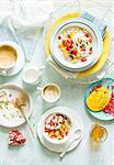 Pomegranate mango bircher muesli