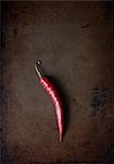 One Fresh Red Chili Pod on a Tray