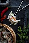 Chicken and Pork Dumplings with chilli, ginger and herbs