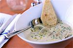 Clam chowder with toast