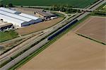 France, Eure et Loire, aerial view of the Atlantic high-speed train crossing the Beace near Allonnes