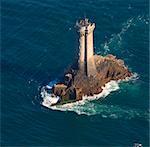 France, Brittany, Finistere, La Pointe du Raz, a site labeled Grand Site de France, La Vieille lighthouse, aerial view
