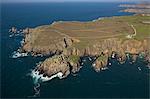 France, Brittany, Finistere, La Pointe du Raz, a site labeled Grand Site de France, Pointe du Van, aerial view