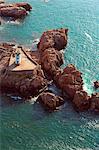 France, Brittany, Cotes-d'Armor, Brehat, Brehat island, the Peacock lighthouse, aerial view