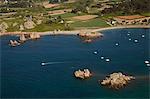 France, Brittany, Cotes-d'Armor, Plougrescant, the tip of the castle, Pors-Scaff, aerial view