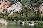 Turquey, province of Mugla, Dalyan, Dalyan river and Lycian tombs in the cliff