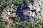 Turkey, province of Mugla, Dalyan, Lycian tombs in the cliff