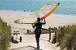 France, Vendee (85),  Noirmoutier island, Northwestern coast, La Cabane beach, a windsurfer.