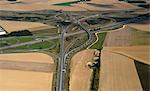 France, Burgundy, Aerial view of the interchange of Courtenay, A6, A 19