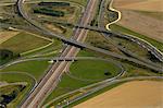 France, Burgundy, Yonne, Aerial view of an interchange near Courtenay, A6, A19