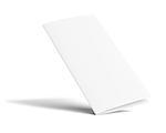 Stationary positioned blank two fold paper brochure on white background. 3D Illustration