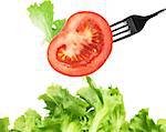 Background of mixed salad eaten with a fork. Healthy food for wellness concept