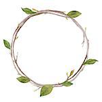 Spring watercolor magnolia wreath.Season hand drawn illustration.