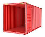 Open shipping container, cargo. Isolated on White background. 3d rendering