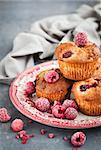 Fresh homemade delicious raspberry muffins