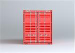 Red cargo container on gray background. 3D rendering