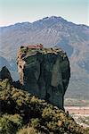View of monastery on rock formation, Meteora, Thassaly, Greece