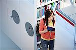 University student working in library