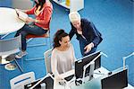 University students working in library