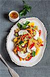 Lentil salad with goat's cheese and peppers