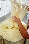 Mountain cheese being made in an alpine dairy in Tyrol