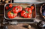 Fresh tomatoes are an old pair of kitchen scales
