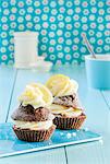 Chocolate cupcakes with lemon curd