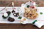 Sweet Christmas buffet with biscuits, chocolate and coffee