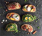 Various open sandwiches