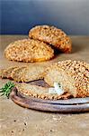 Nut bread with herb goat's cream cheese and rosemary