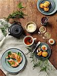 Salmon rolls and muffins for tea