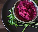 Beetroot & horseradish in a silver bowl (Jewish cuisine)