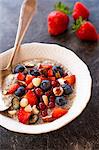 Chia pudding with berries and hazelnuts