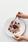 Porridge oats with Greek yoghurt and redcurrants