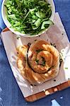 A Greek filo pastry swirl with salad