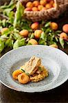 Salmon trout fillet with chickpeas and apricots