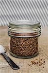 Linseed in a glass jar