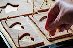 Dough parts being prepared for a gingerbread house