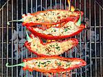 Grilled red peppers with sheep's cheese and rosemary