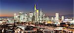 View over Main River to the financial district skyline, Kaiserdom cathedral, Paulskirche church, Frankfurt, Hesse, Germany, Europe