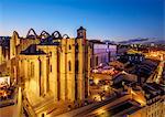 Twilight view of the Carmo Convent, Lisbon, Portugal, Europe