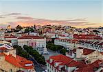 Elevated view of the Pedro IV Square, Lisbon, Portugal, Europe