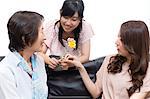 A girl having a carnation