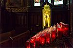 Candles in Basilica Notre Dame, Old City, Montreal, Quebec.